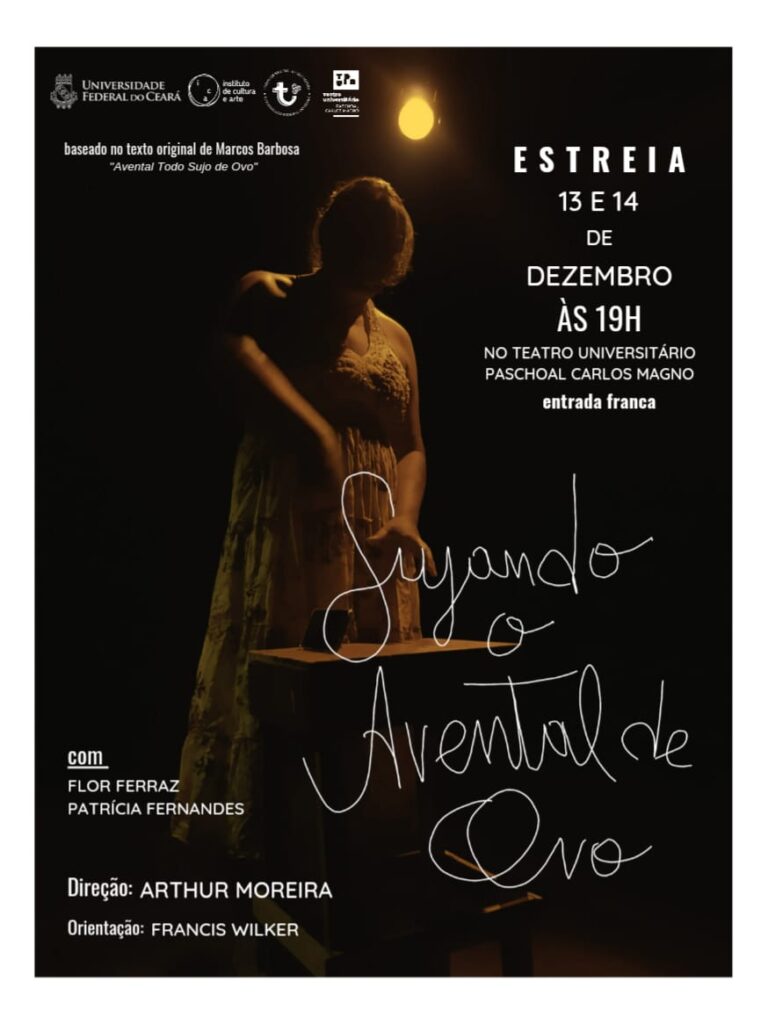 A estreia da peça teatral "Sujando o Avental de Ovo" ocorrerá nos dias 13 e 14 de dezembro na Sala 1 do Teatro Universitário Paschoal Carlos Magno às 19 horas e terá entrada franca.